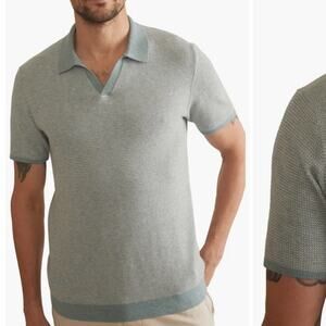Marine Layer Liam Knit Polo Mens Sz Medium Cotton Merino Wool Blend Preppy Shirt